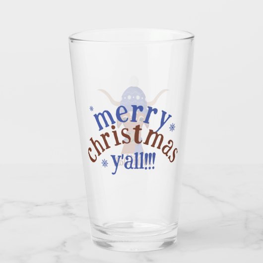 Cartoon Longhorn in Periwinkle Ski Pet en Sjaal Glas (Achterkant)