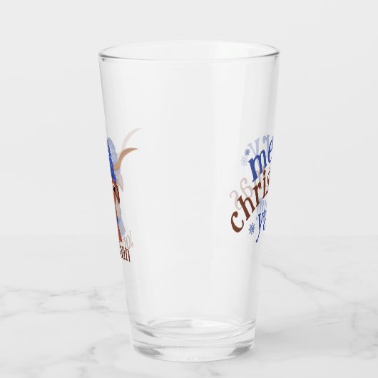 Cartoon Longhorn in Periwinkle Ski Pet en Sjaal Glas (Links)