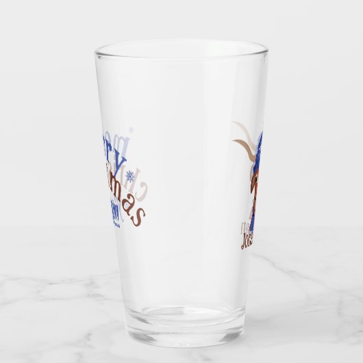 Cartoon Longhorn in Periwinkle Ski Pet en Sjaal Glas (Rechts)