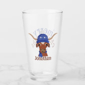 Cartoon Longhorn in Periwinkle Ski Pet en Sjaal Glas (Voorkant)