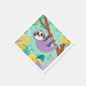 Cartoon luiaard die ondersteboven van een tak hang servet (Hoek)