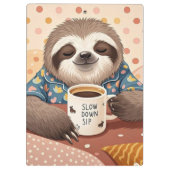 Cartoon luiaard met overdreven slaperige ogen klembord (Achterkant)