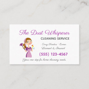 Cartoon Maid House Cleaning Service Visitekaartje