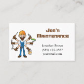 Cartoon Maintenance Service Guy Visitekaartje (Voorkant)