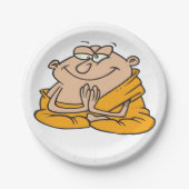 Cartoon Man Meditatie Papieren Bordje (Voorkant)