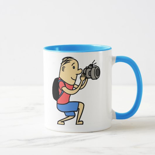 Cartoon man met camera-mok mok (Rechts)
