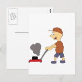 Cartoon Man met grasmaaier Briefkaart (Voorkant / Achterkant)