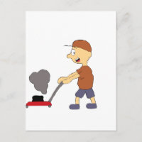 Cartoon Man met grasmaaier
