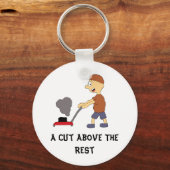 Cartoon Man met grasmaaier Sleutelhanger (Voorkant)