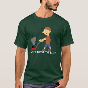 Cartoon Man met grasmaaier T-shirt