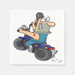 Cartoon Man op een motorfiets papieren servetten