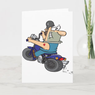 Cartoon Man op een motorfiets Wenskaarten Kaart