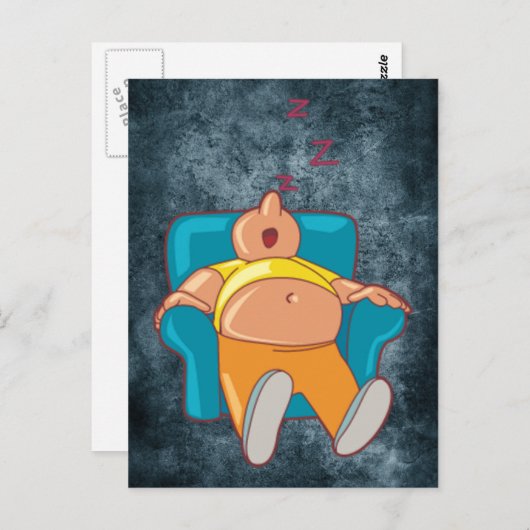Cartoon Man Slapen in Stoel ZZZ Briefkaart (Voorkant / Achterkant)