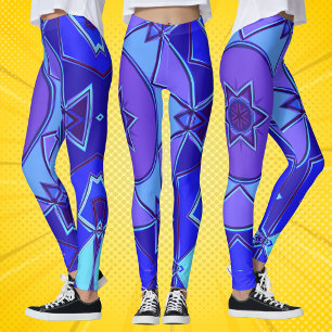 Cartoon Mandala Blauw en Paarse Leggings