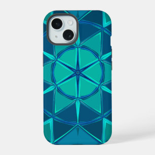 Cartoon Mandala Blauw iPhone 15 Hoesje