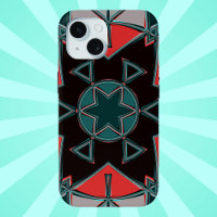 Cartoon Mandala Blauw Rood en Zwart