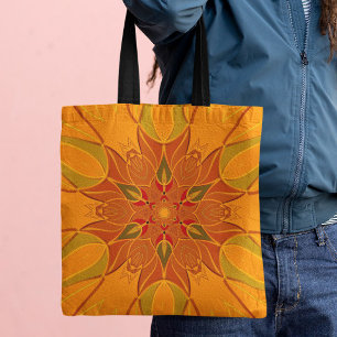 Cartoon Mandala Bloed Oranje en rood Draagtas