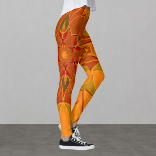 Cartoon Mandala Bloed Oranje en rood Leggings
