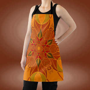 Cartoon Mandala Bloed Oranje en rood Schort