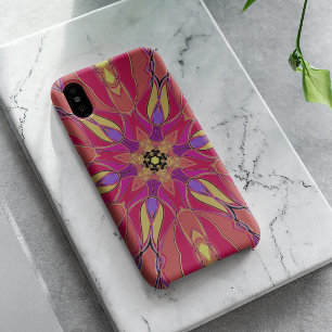 Cartoon Mandala Bloem Roze Geel en Paars iPhone 11 Hoesje
