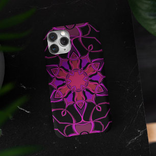Cartoon Mandala Bloemroze en zwart iPhone 11 Hoesje