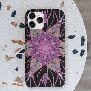 Cartoon Mandala Flower Black Paars en roze iPhone 11 Hoesje