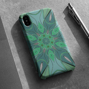 Cartoon Mandala Flower Blue en Green iPhone 11 Hoesje