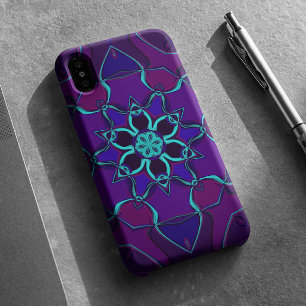 Cartoon Mandala Flower Blue en Paars iPhone 11 Hoesje