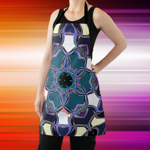 Cartoon Mandala Flower Blue Paars Black en White Schort