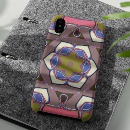 Cartoon Mandala Flower Blue Pink and Yellow Case-Mate iPhone Case