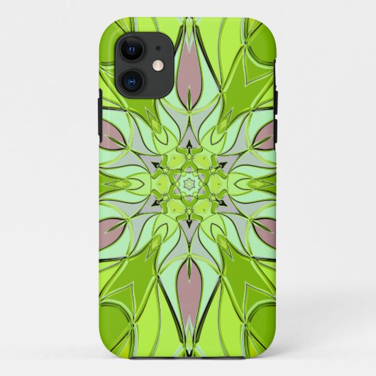 Cartoon Mandala Flower Green en roze Case-Mate iPhone Case (Achterkant)