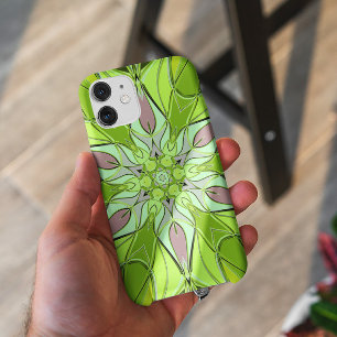 Cartoon Mandala Flower Green en roze iPhone 11 Hoesje
