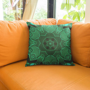 Cartoon Mandala Flower Green Kussen