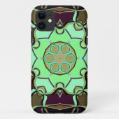 Cartoon Mandala Flower Green Paars and Black Case-Mate iPhone Case (Achterkant)