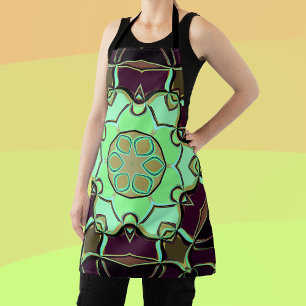 Cartoon Mandala Flower Green Paars and Black Schort