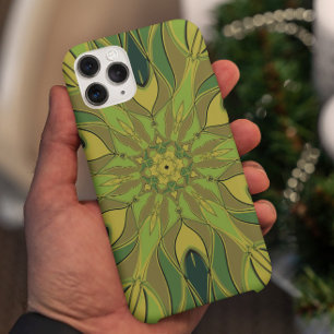 Cartoon Mandala Flower Green Yellow and Blue iPhone 11 Hoesje