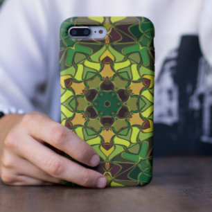 Cartoon Mandala Flower Green Yellow en Oranje iPhone 11 Hoesje