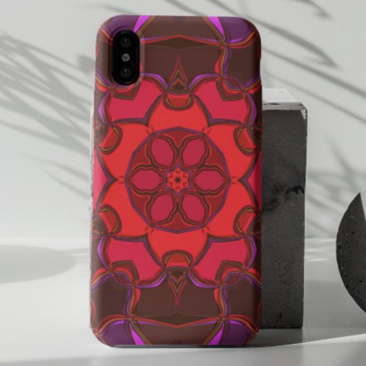 Cartoon Mandala Flower Red Pink en Paars Case-Mate iPhone Case
