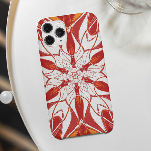 Cartoon Mandala Flower Red Sinaasappel and White iPhone 11 Hoesje