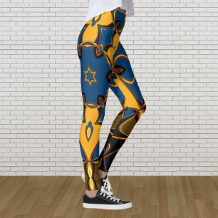 Cartoon Mandala Flower Yellow Blue en Oranje Leggings