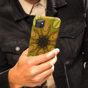 Cartoon Mandala Flower Yellow en Green iPhone 11 Hoesje