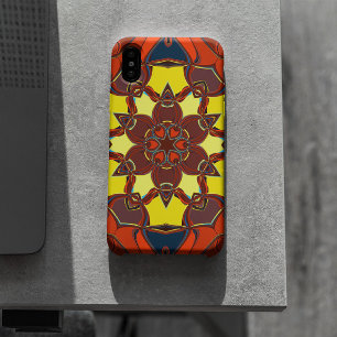 Cartoon Mandala Flower Yellow Oranje and Blue iPhone 11 Hoesje