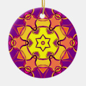 Cartoon Mandala Flower Yellow Oranje and Pink Keramisch Ornament (Voorkant)