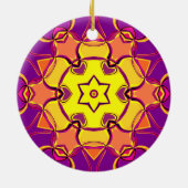 Cartoon Mandala Flower Yellow Oranje and Pink Keramisch Ornament (Achterkant)