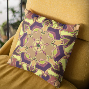 Cartoon Mandala Flower Yellow Paars en Oranje Kussen