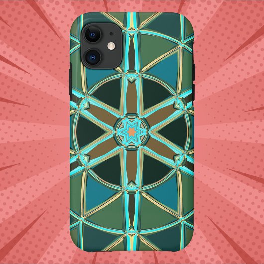 Cartoon Mandala Groen Blauw en geel Case-Mate iPhone Case