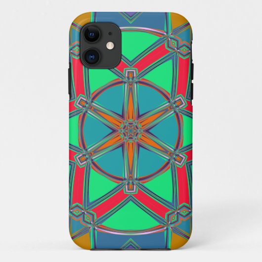 Cartoon Mandala Groen Rood en Blauw Case-Mate iPhone Case (Achterkant)