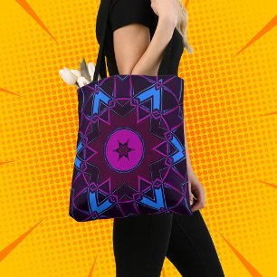 Cartoon Mandala Paarse roze en blauw Draagtas