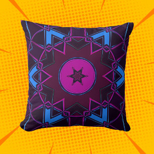 Cartoon Mandala Paarse roze en blauw Kussen