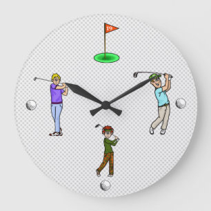 Cartoon Mannelijke Golfers Wandklok Grote Klok